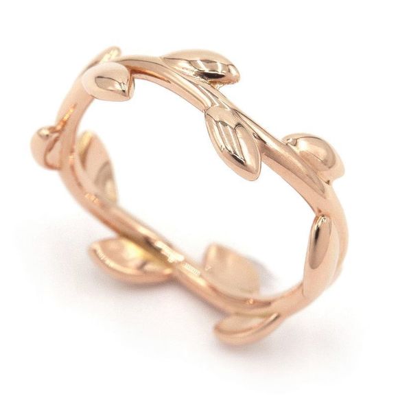 Tiffany & Co. Handbags - Tiffany & Co. Olive Leaf Band Ring Size 8.5 K18PG Paloma Picasso Pink Gold
